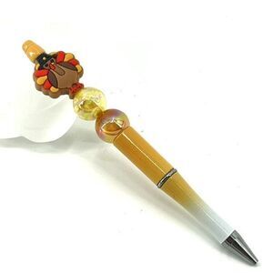 Turkey Thanksgiving gobble gobble handmade NEW cloud bead glitter yellow brown o